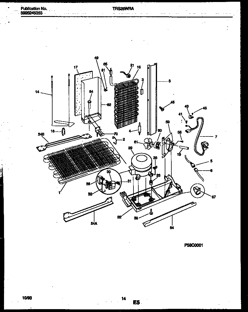 Tappan TRS26WRAD0 system and automatic defrost parts diagram
