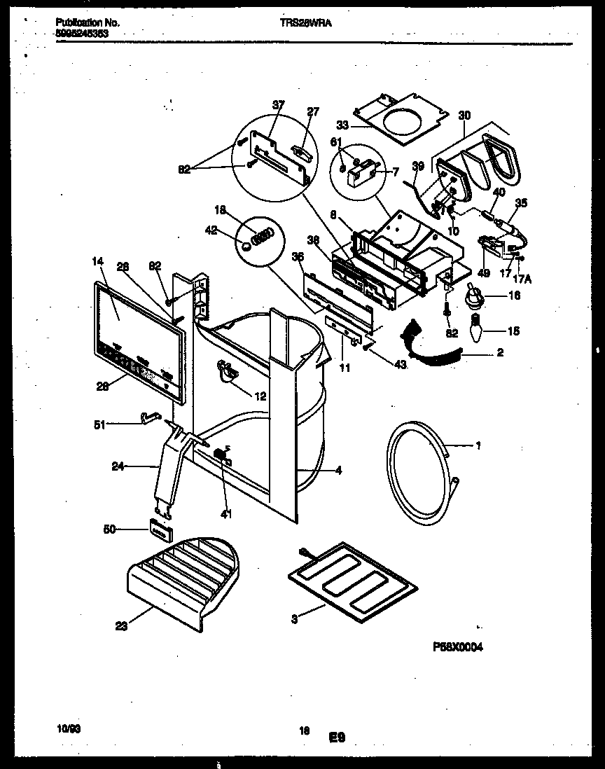 Tappan TRS26WRAD0 ice door, dispenser and water tank diagram