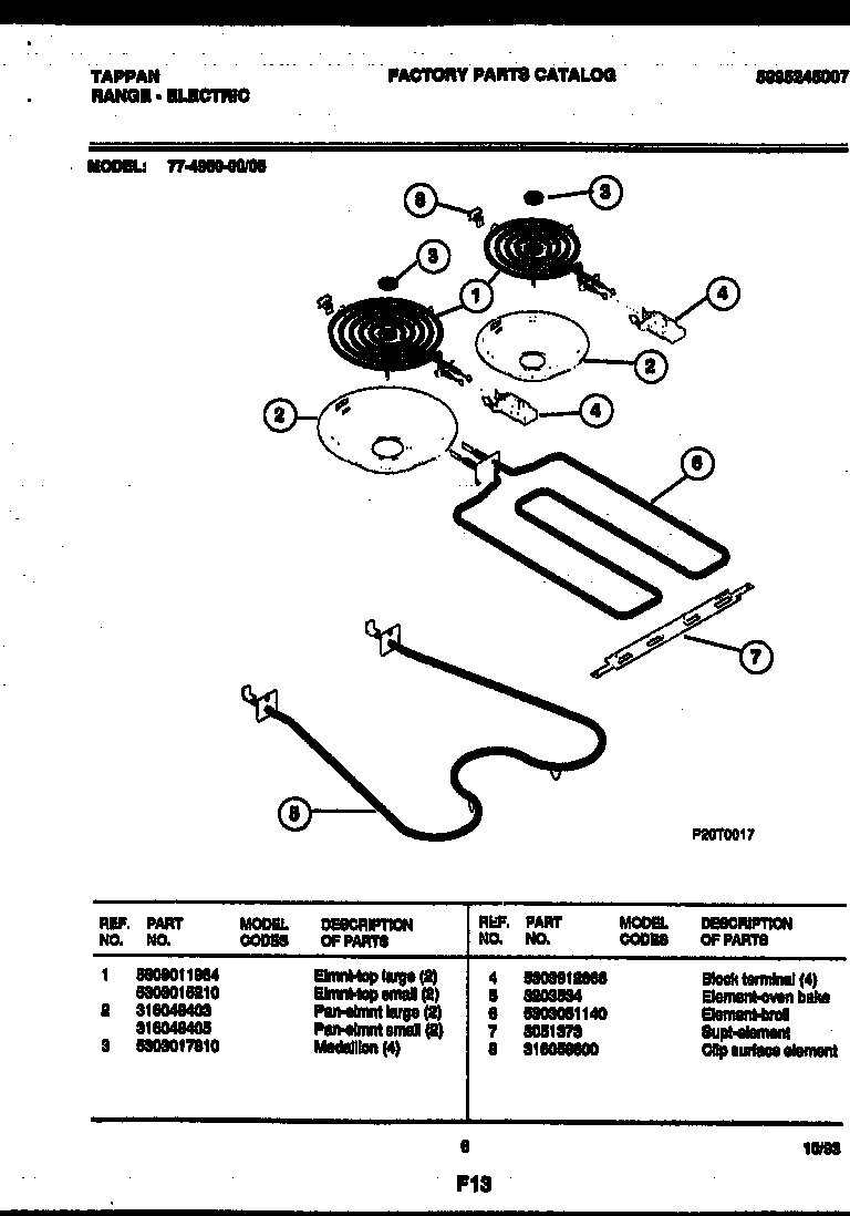 Tappan 77-4950-23-05 broiler parts diagram