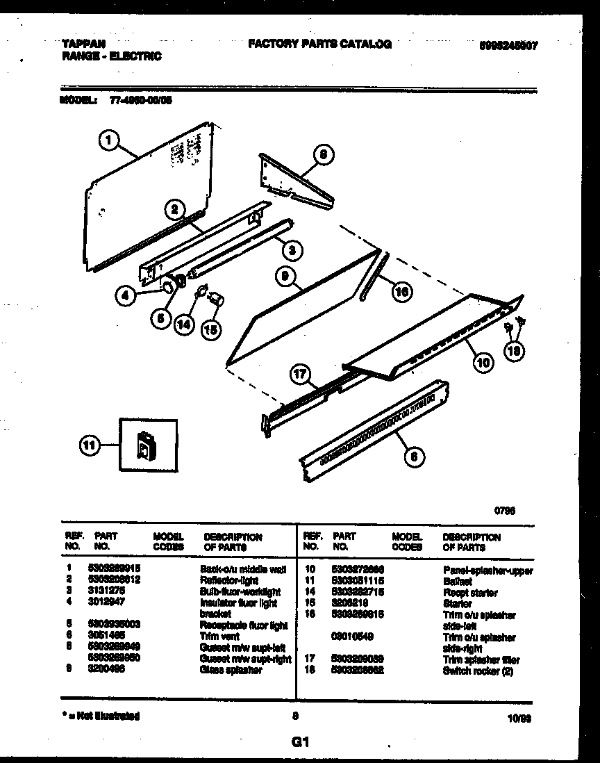 Tappan 77-4950-23-05 splasher control diagram
