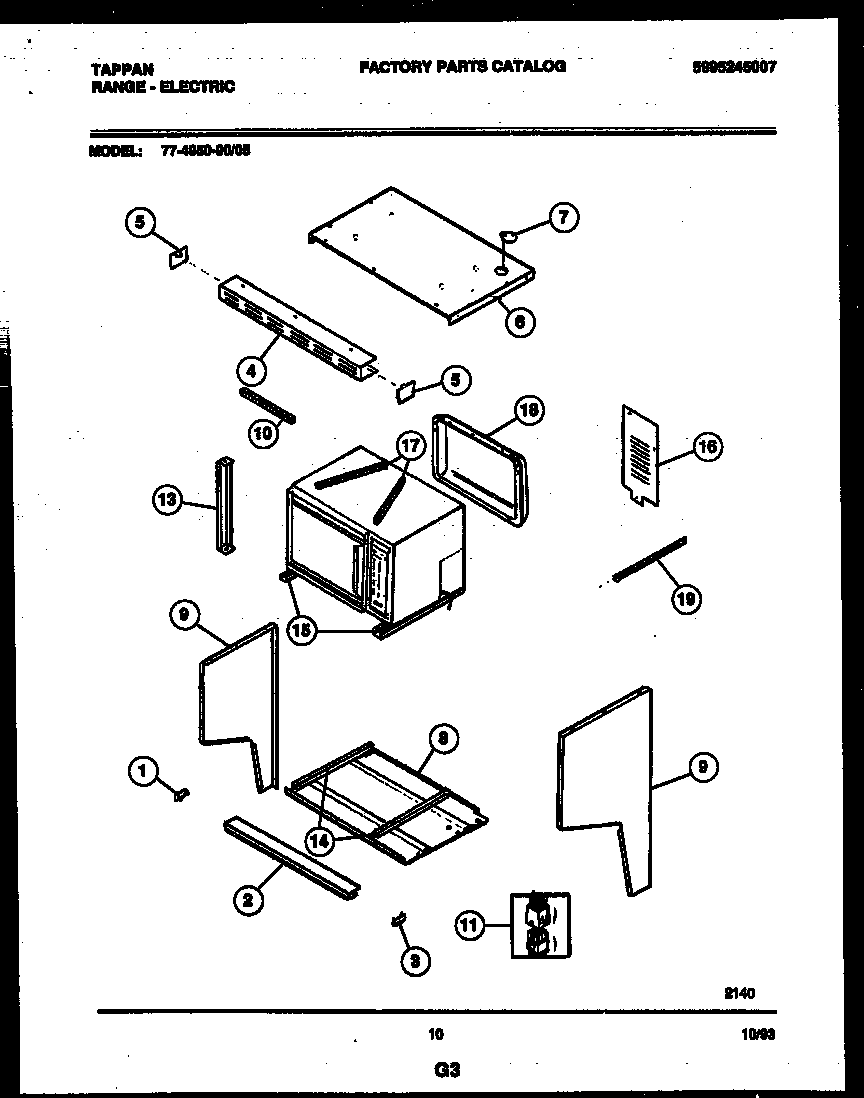 Tappan 77-4950-23-05 upper body parts diagram