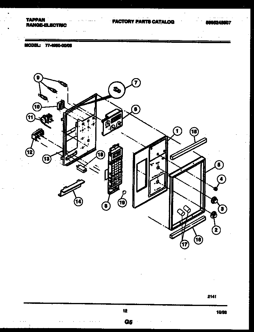 Tappan 77-4950-23-05 control panel diagram