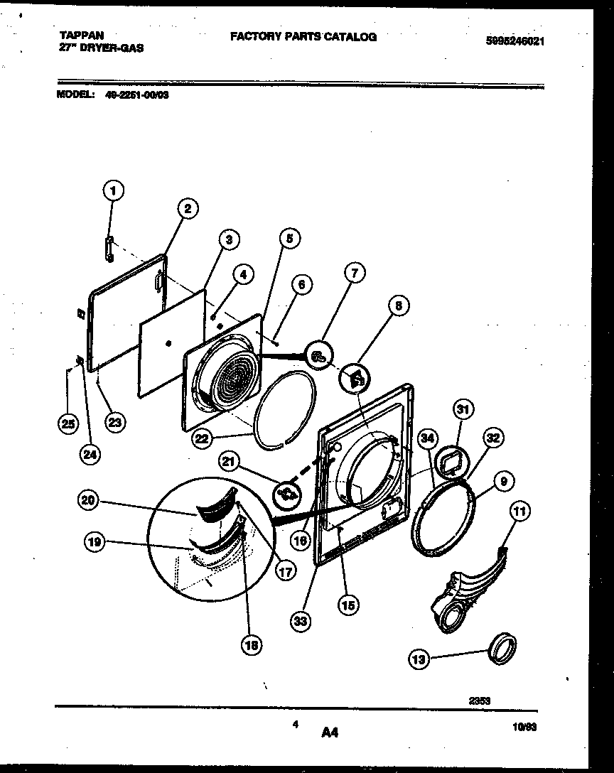 Tappan 49-2251-00-03 door parts diagram