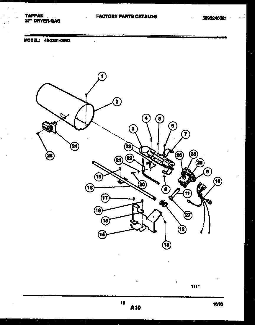 Tappan 49-2251-00-03 burner, igniter and valve diagram