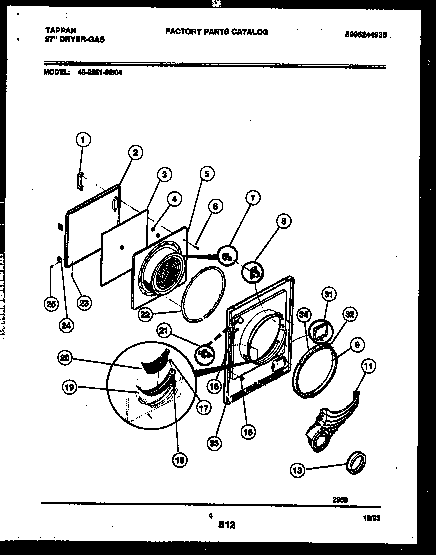 Tappan 49-2251-00-04 door parts diagram