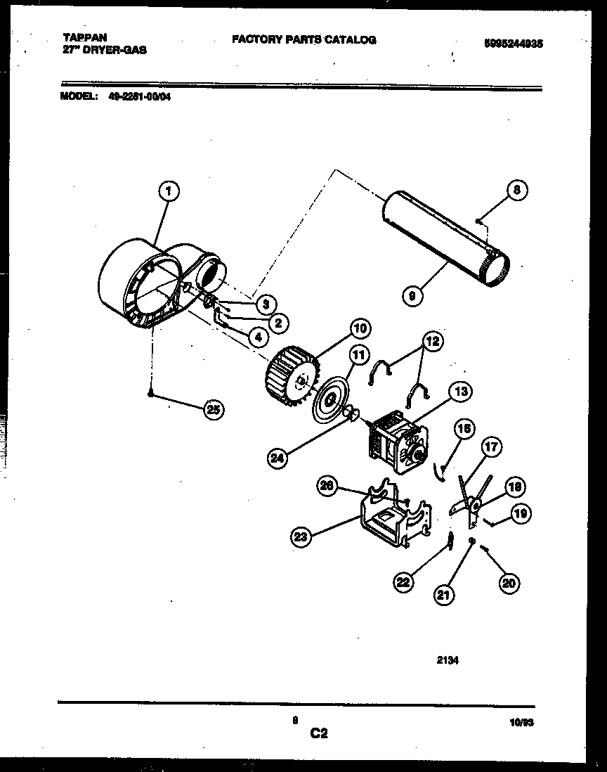 Tappan 49-2251-00-04 blower and drive parts diagram