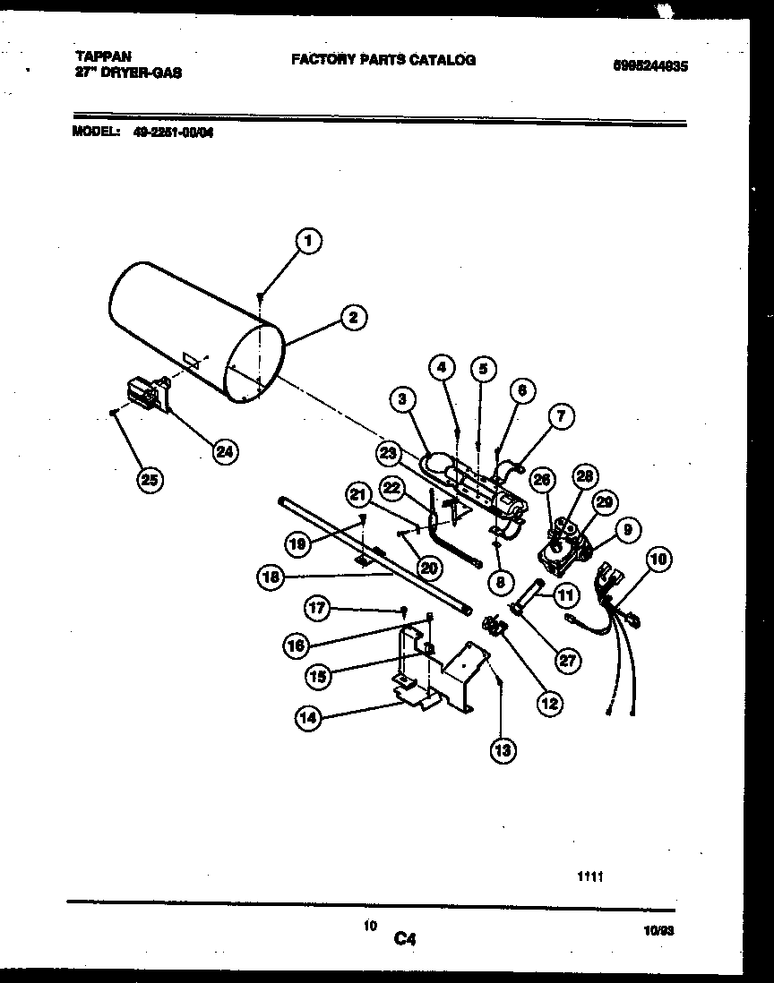 Tappan 49-2251-00-04 burner, igniter and valve diagram
