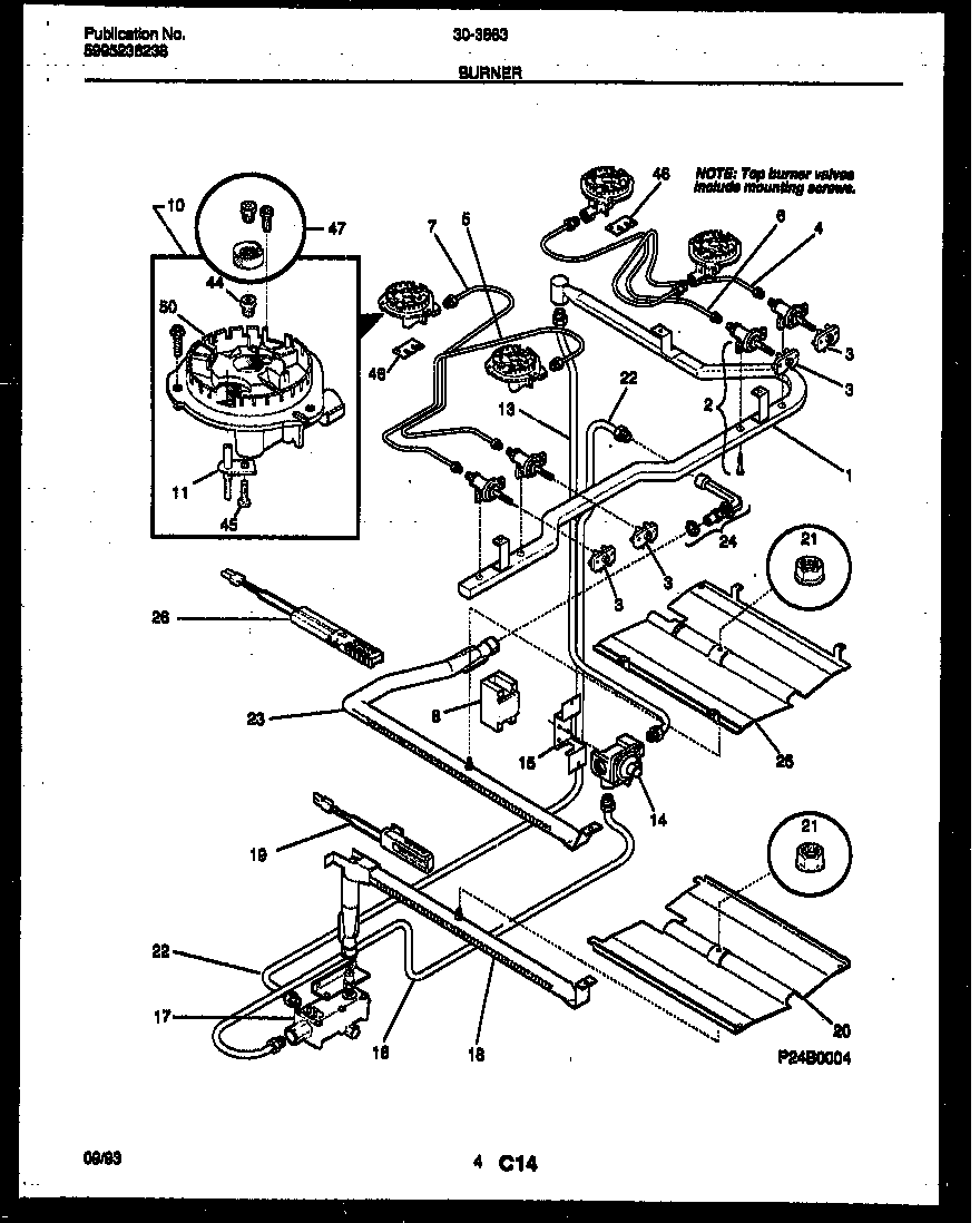 Tappan 30-3863-23-01 burner parts diagram