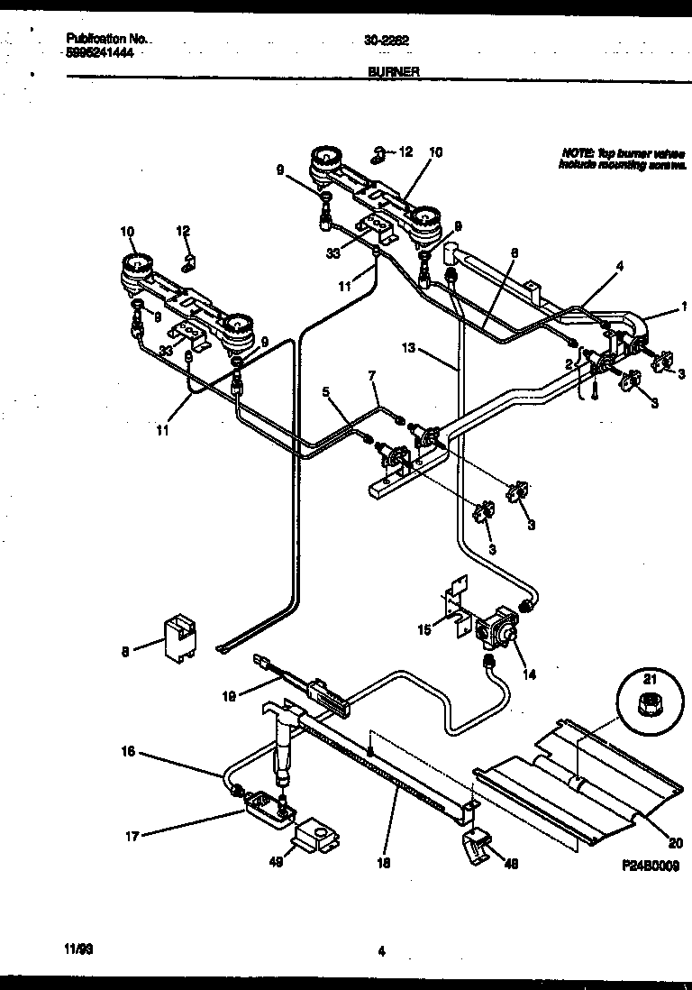 Tappan 30-2262-23-02 burner parts diagram