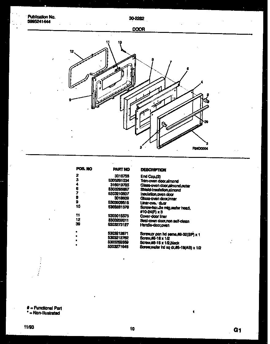 Tappan 30-2262-23-02 door parts diagram