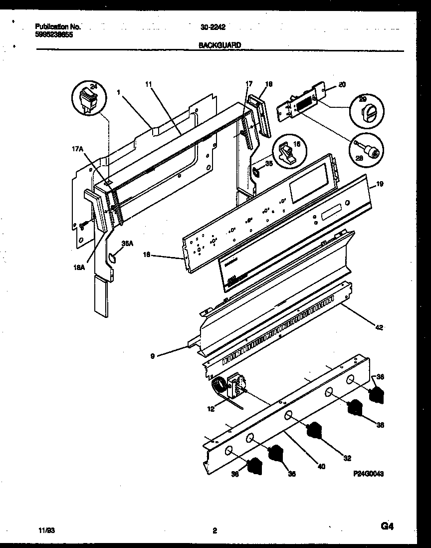Tappan 30-2242-00-02 backguard diagram