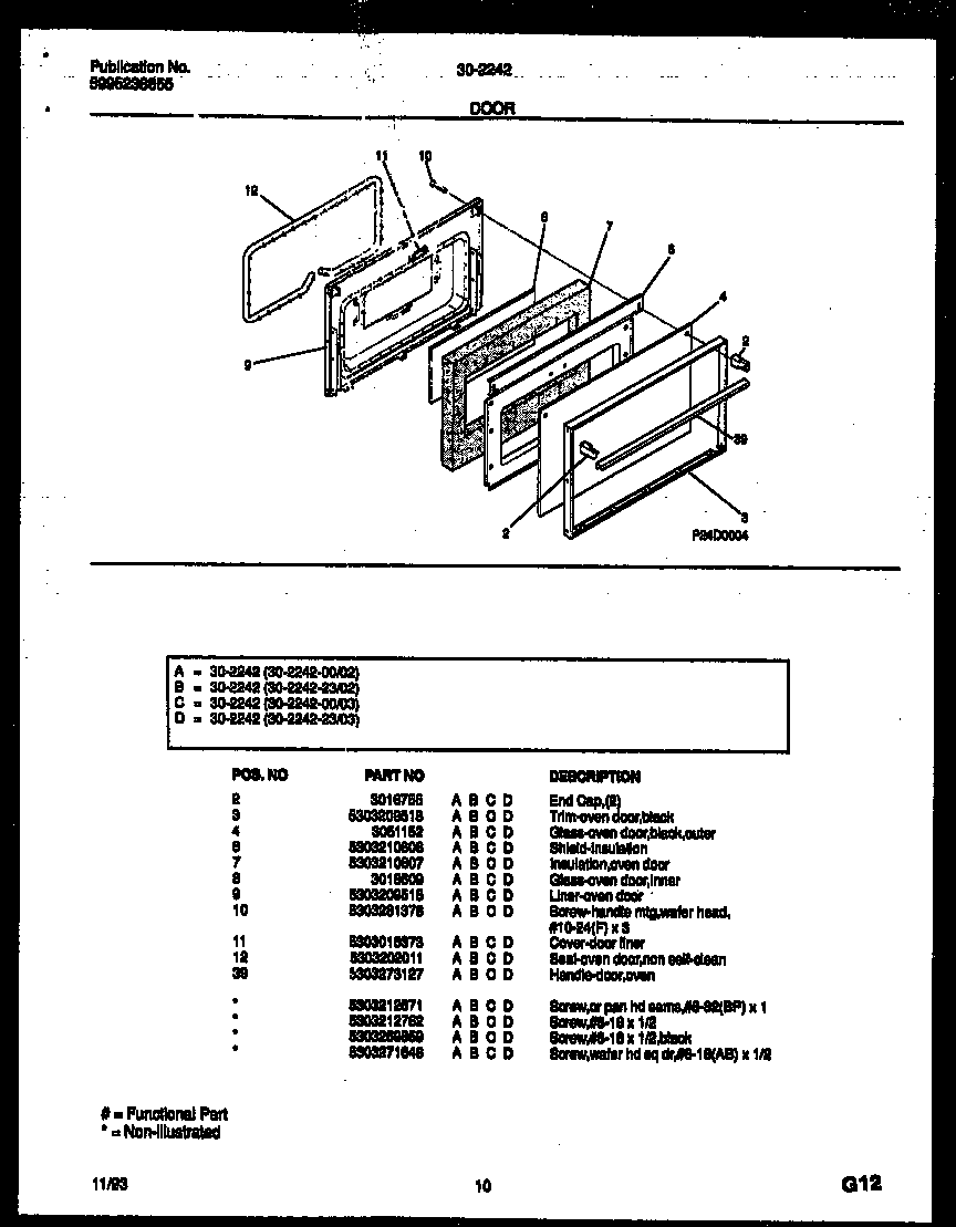 Tappan 30-2242-00-02 door parts diagram