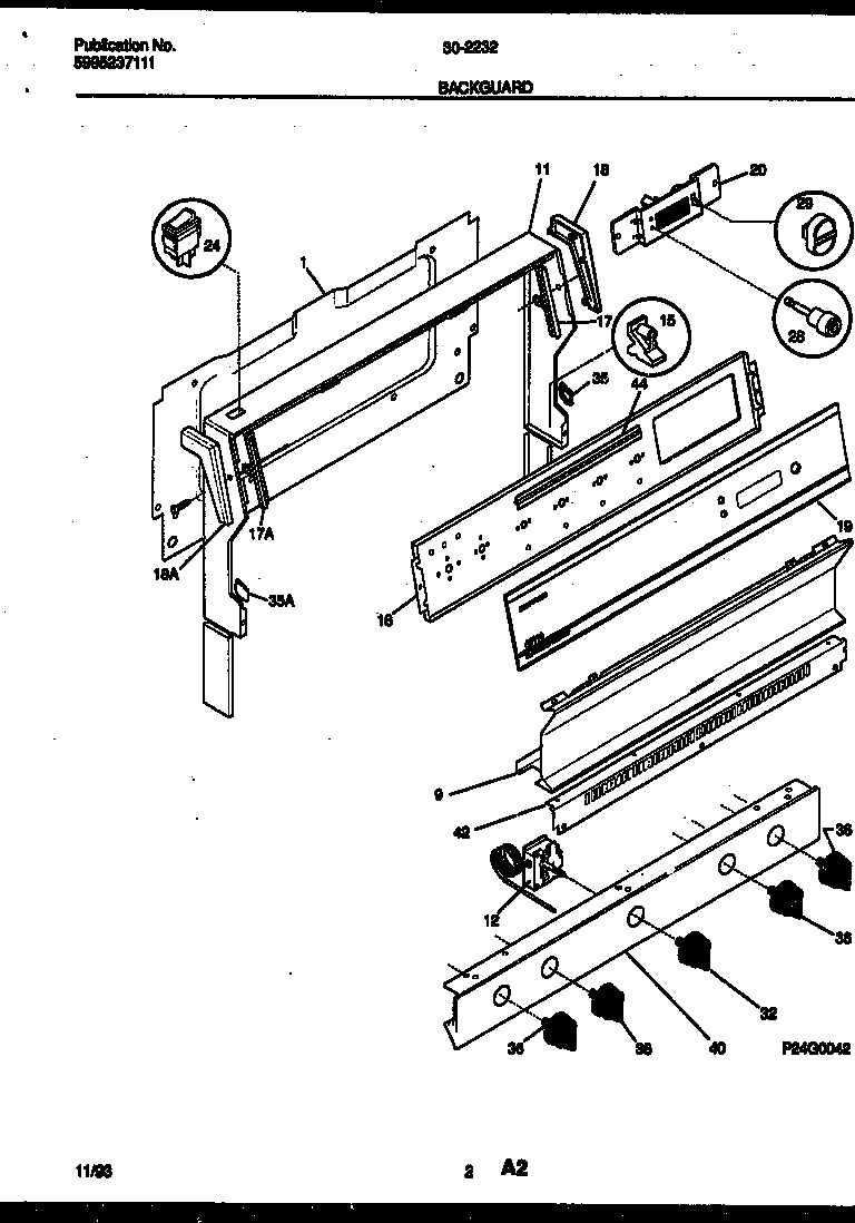 Tappan 30-2232-23-02 backguard diagram