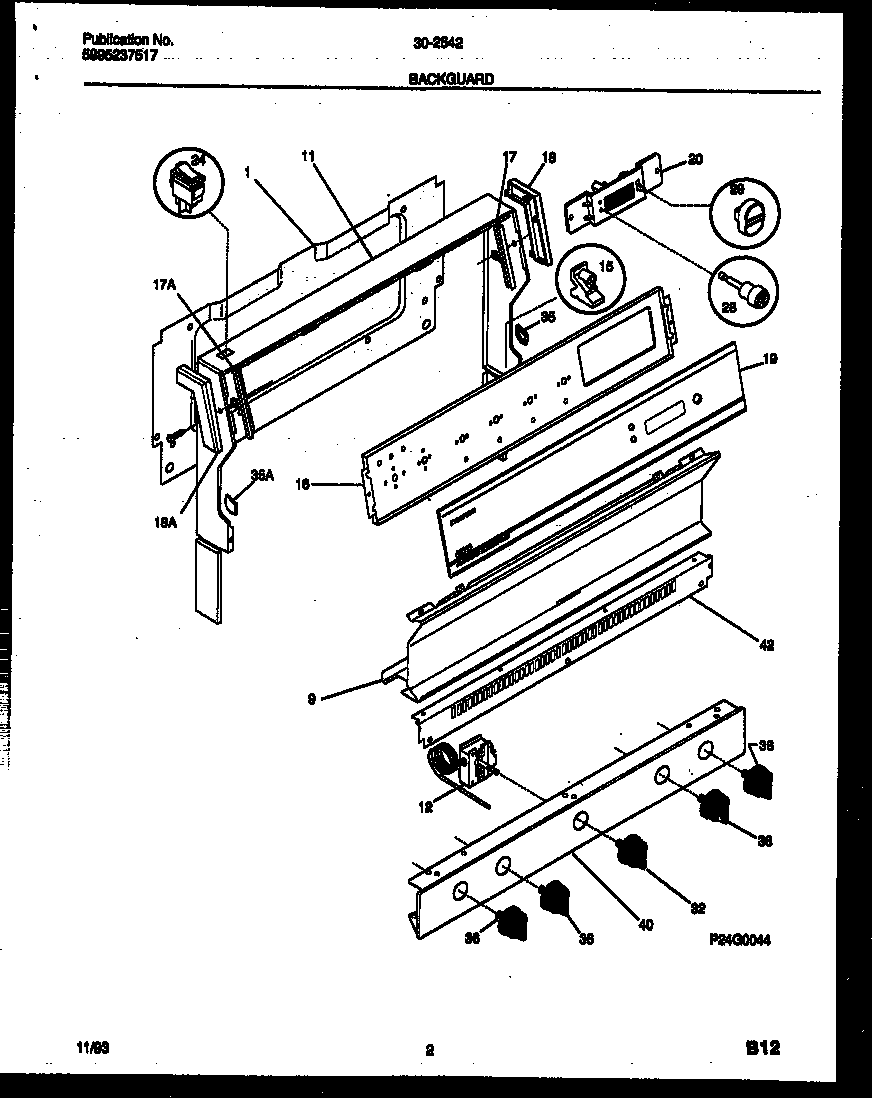 Tappan 30-2542-00-03 backguard diagram
