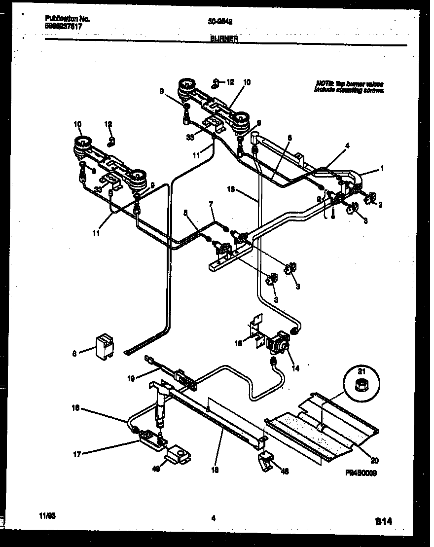 Tappan 30-2542-00-03 burner parts diagram