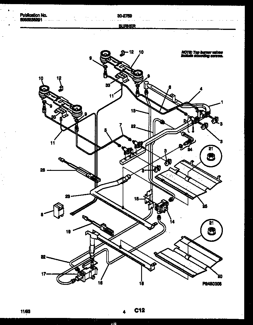 Tappan 30-2759-00-07 burner parts diagram