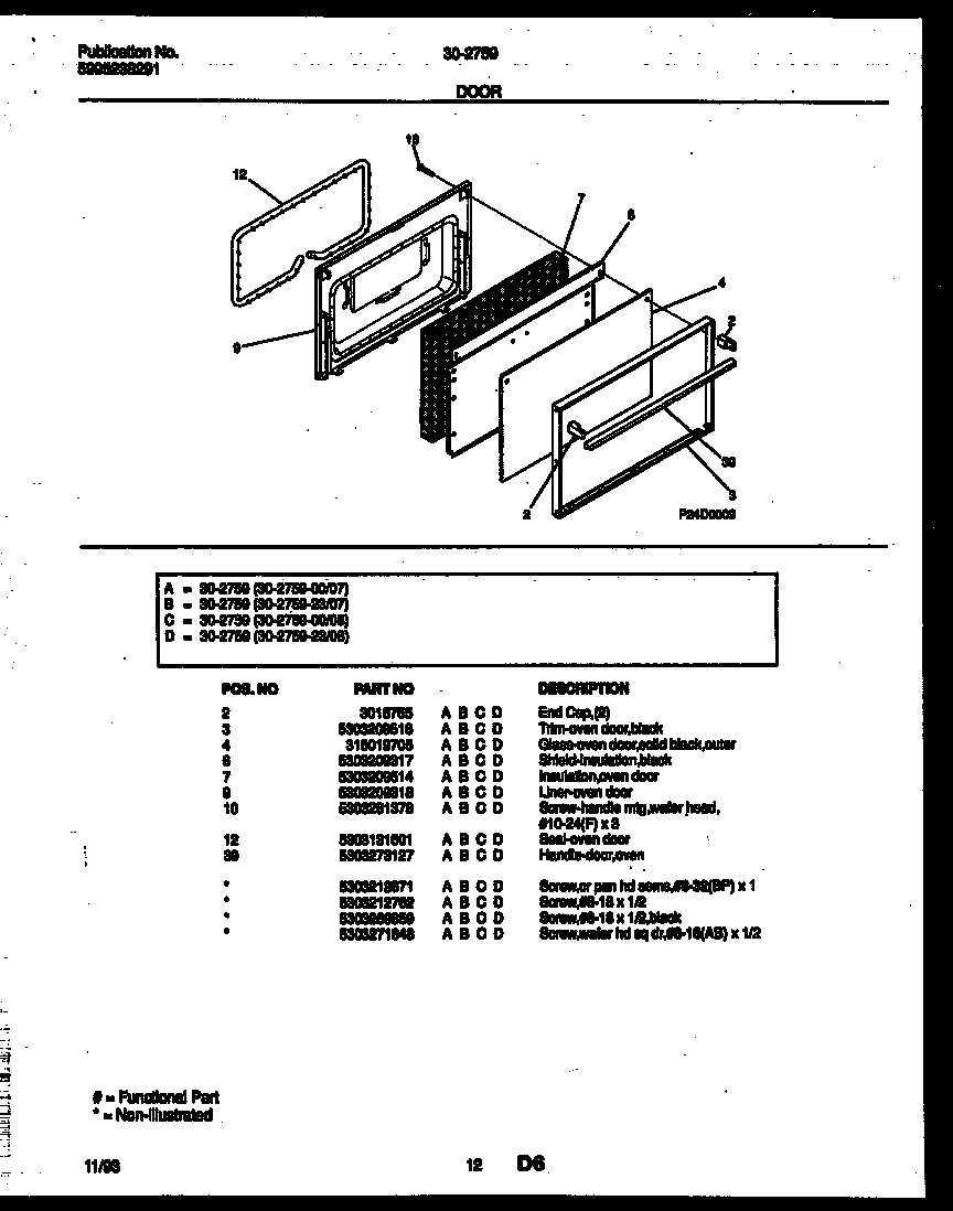 Tappan 30-2759-00-07 door parts diagram