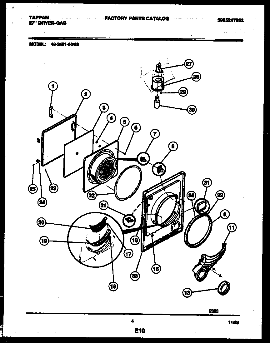 Tappan 49-2451-23-03 door parts diagram
