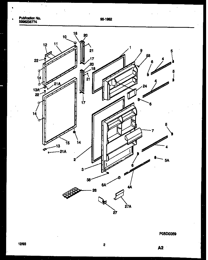 Tappan 95-1962-23-01 door parts diagram