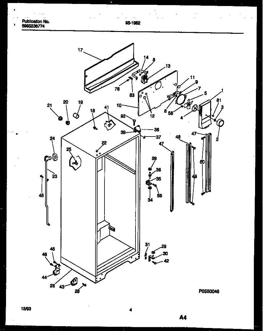 Tappan 95-1962-23-01 cabinet parts diagram