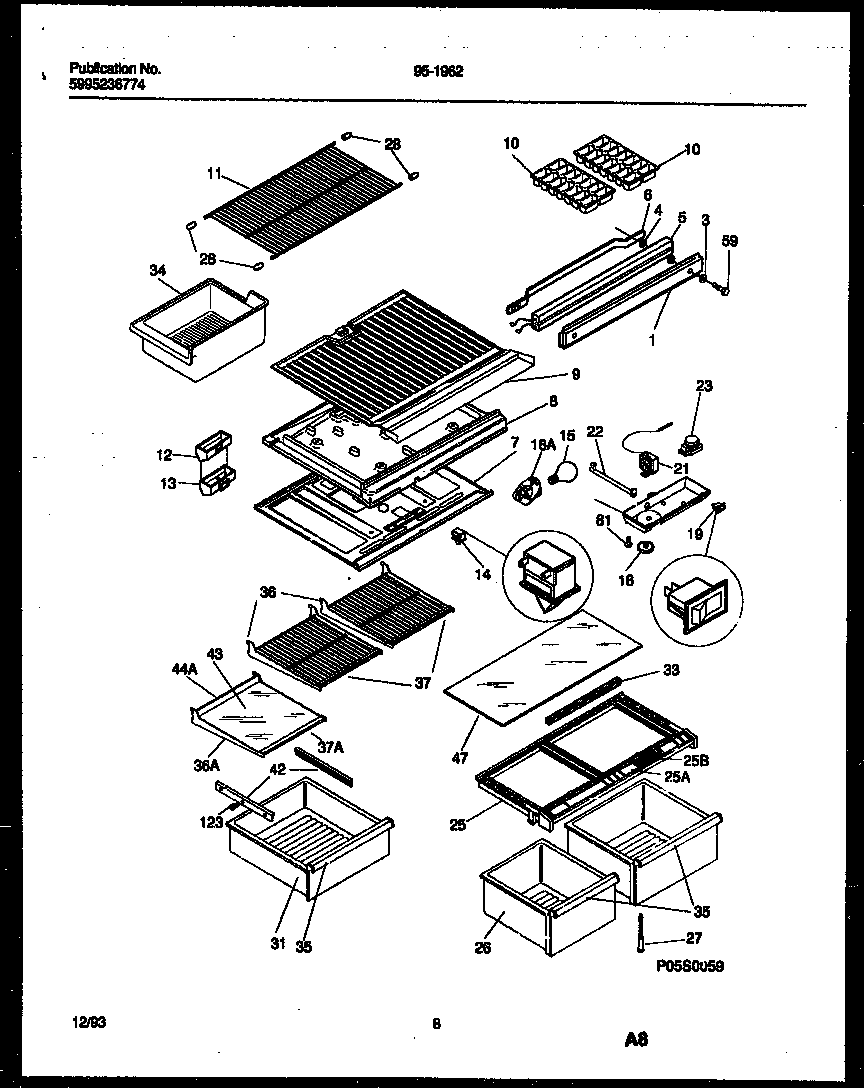 Tappan 95-1962-23-01 shelves and supports diagram
