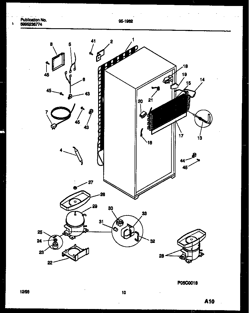 Tappan 95-1962-23-01 system and automatic defrost parts diagram