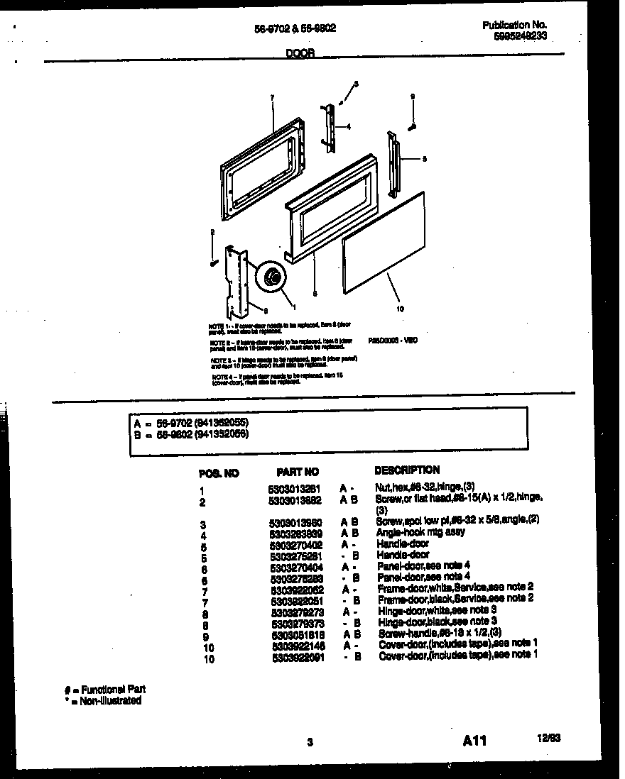 Tappan 56-9702-10-03 door parts diagram