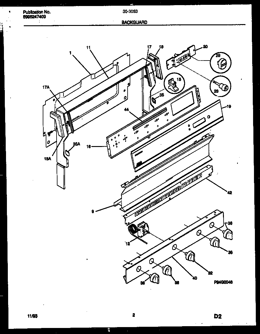 Tappan 30-3053-00-01 backguard diagram