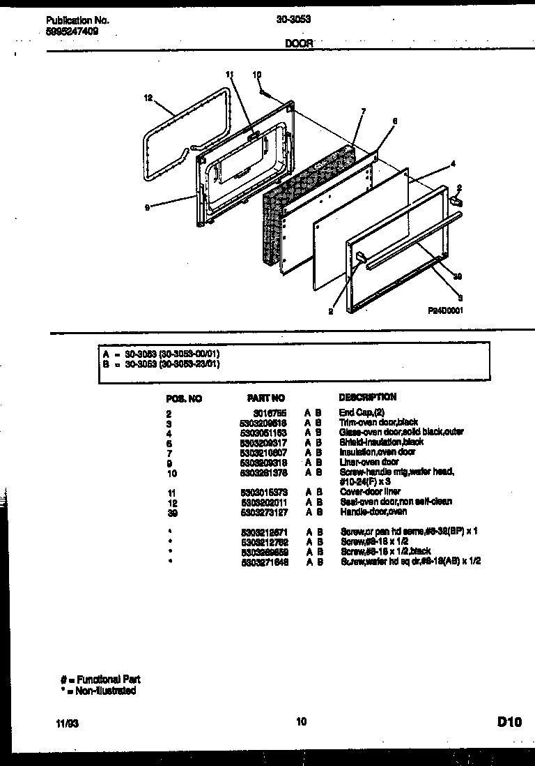 Tappan 30-3053-00-01 door parts diagram