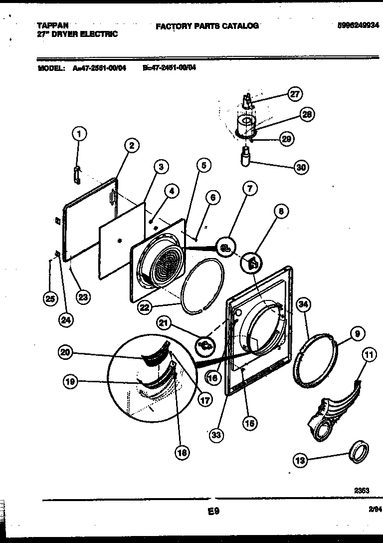 Tappan 47-2551-00-04 door parts diagram