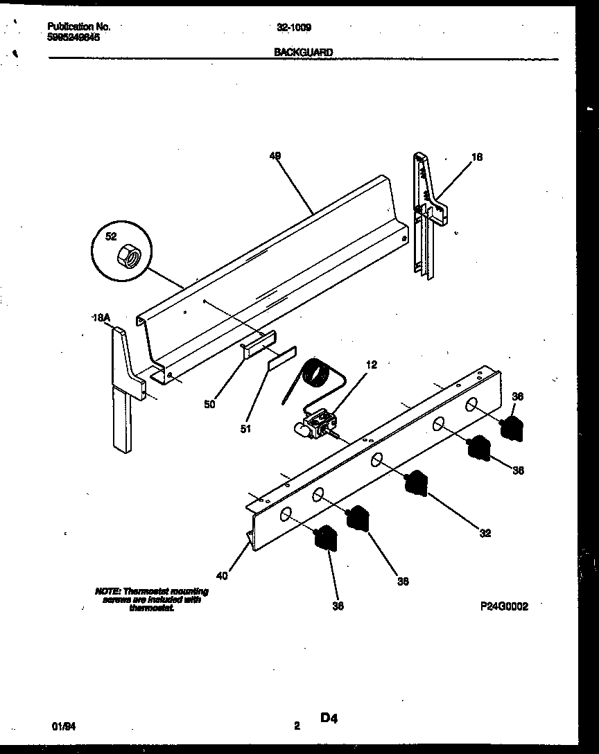 Tappan 32-1009-23-11 backguard diagram