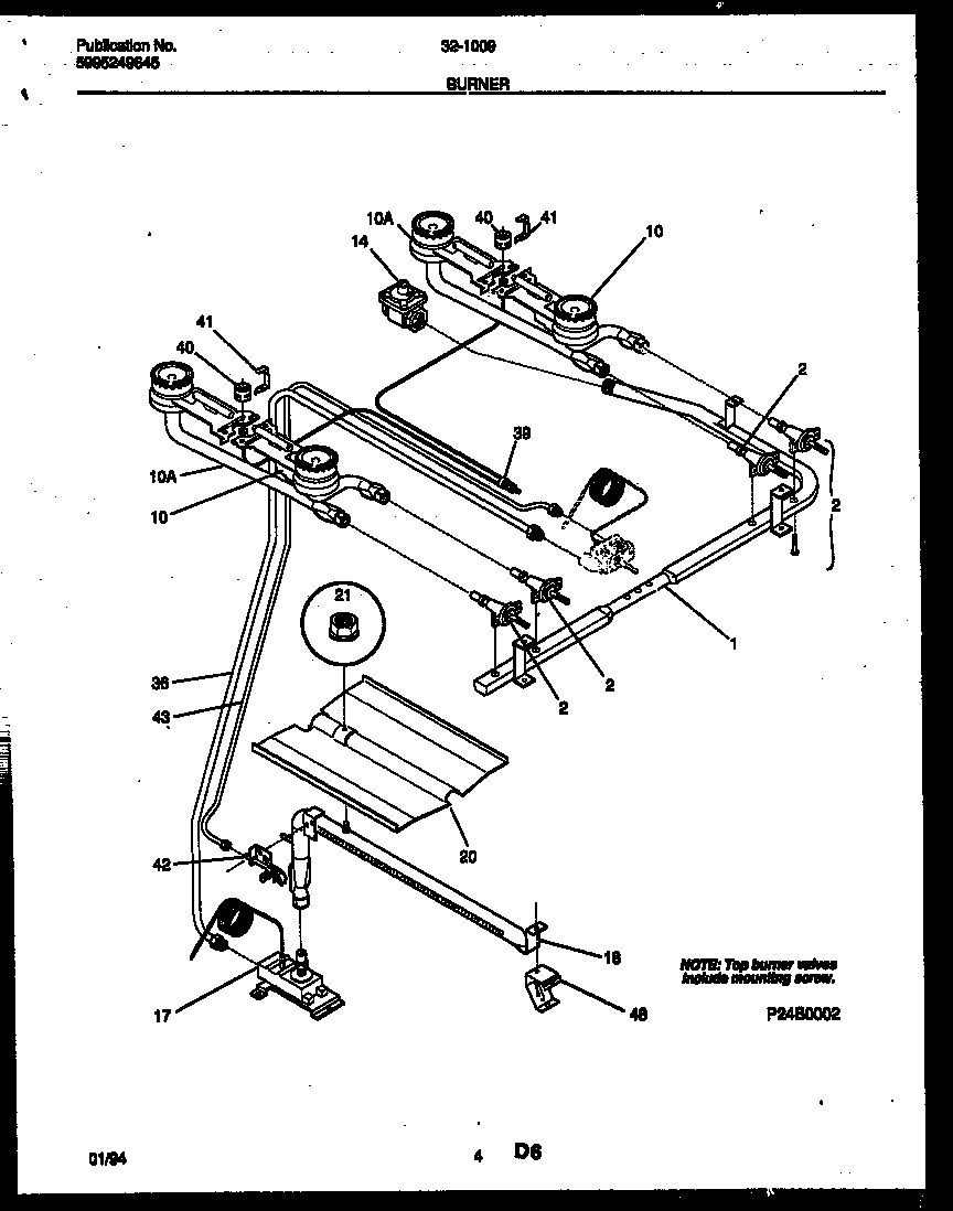 Tappan 32-1009-23-11 burner parts diagram