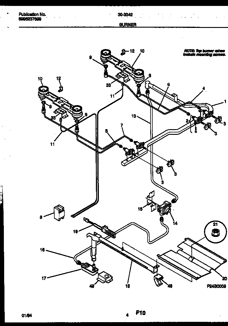 Tappan 30-3342-00-02 burner parts diagram
