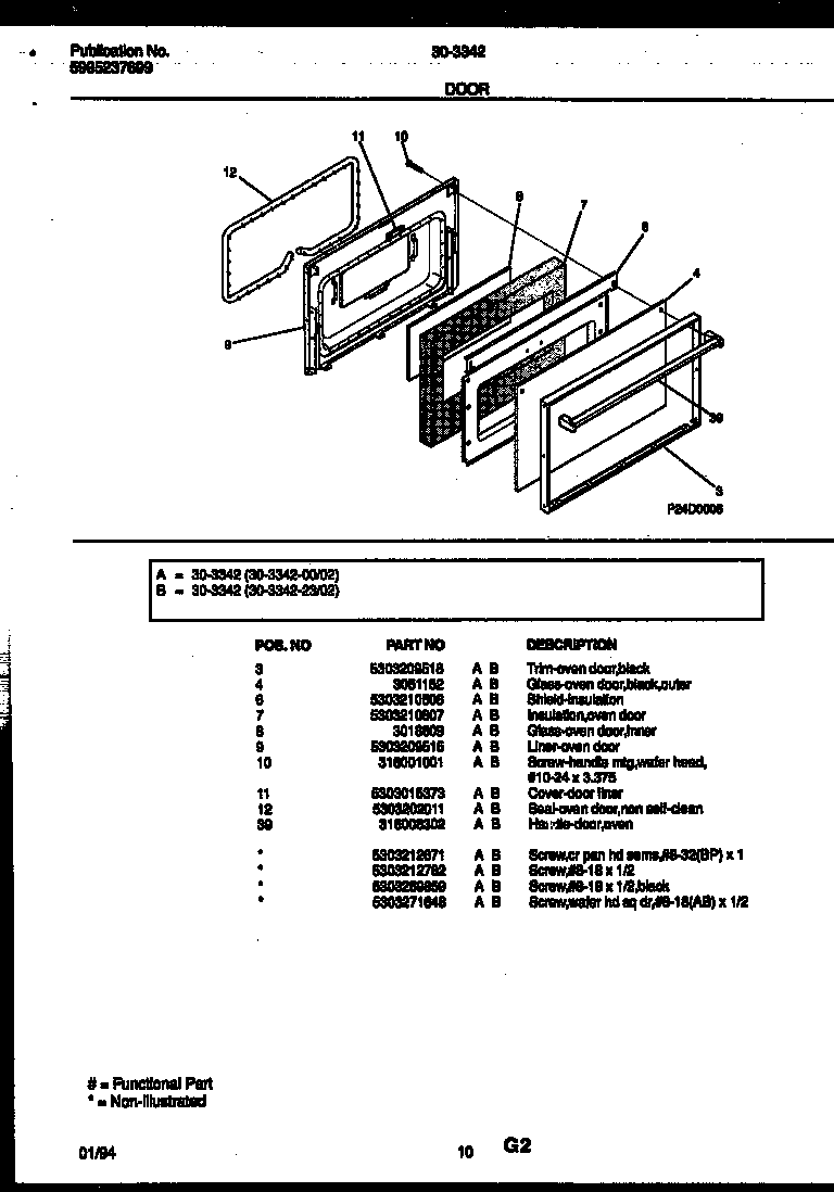Tappan 30-3342-00-02 door parts diagram