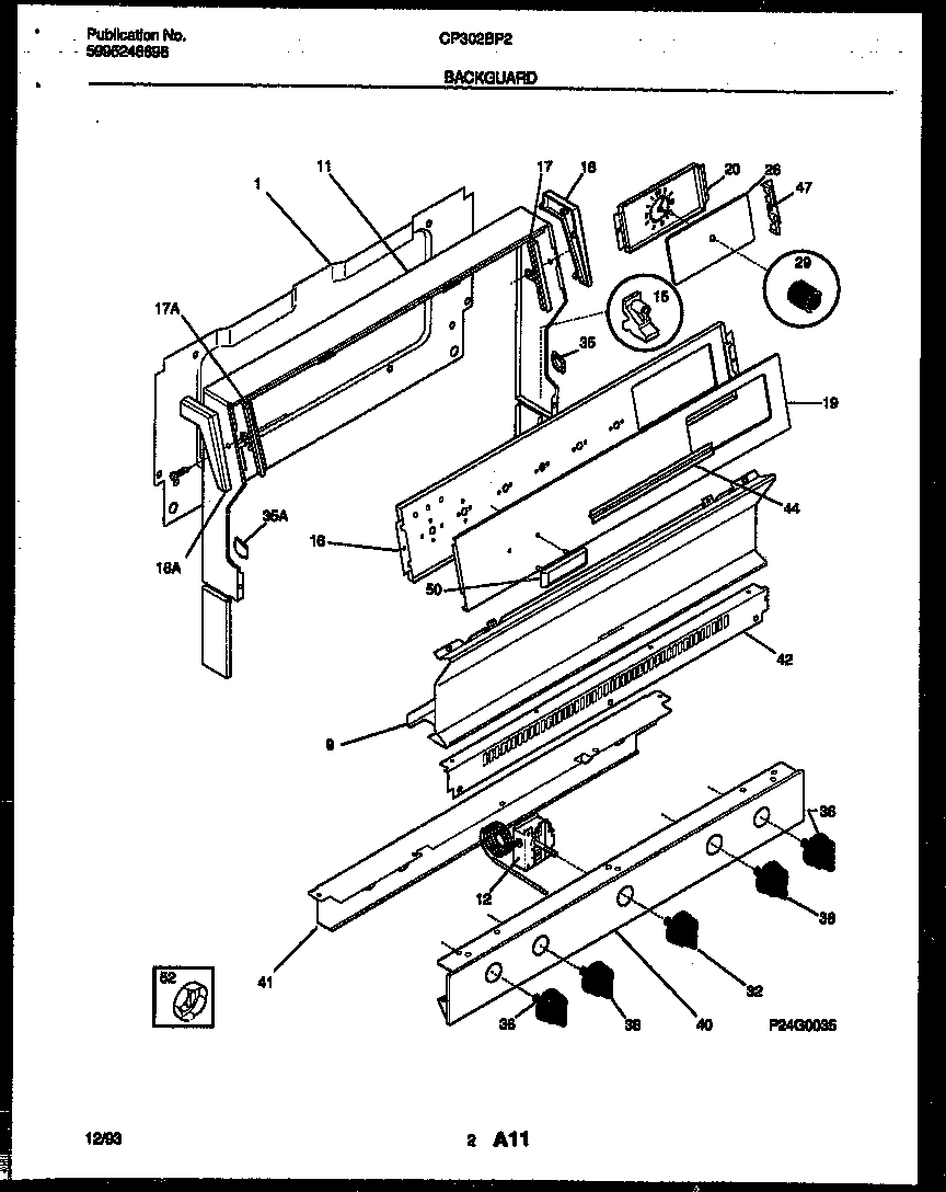 White-Westinghouse CP302BP2D3 backguard diagram