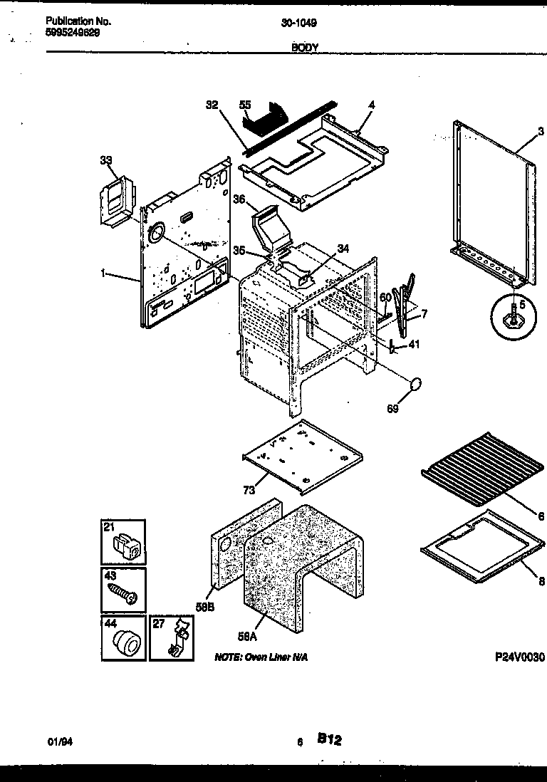 Tappan 30-1049-23-11 body parts diagram