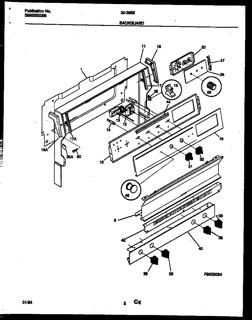 Tappan 30-3852-00-03 backguard diagram