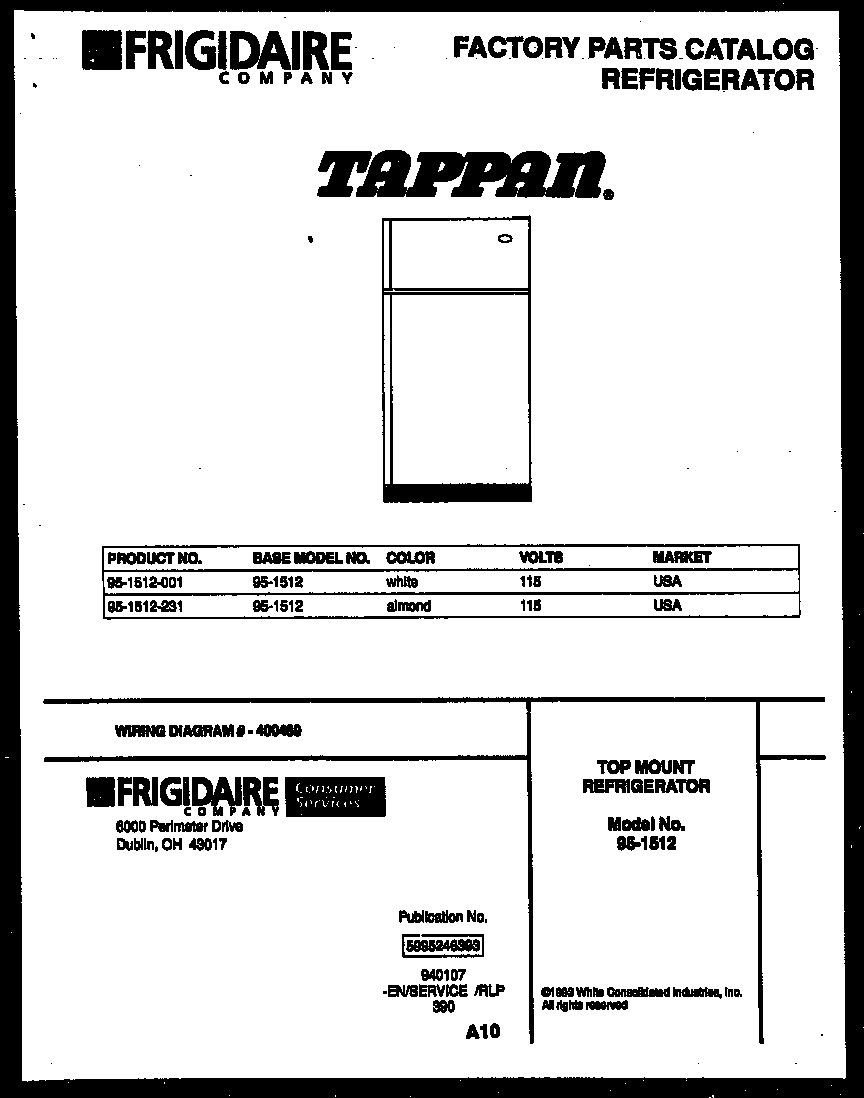 Tappan 95-1512-23-01 cover diagram