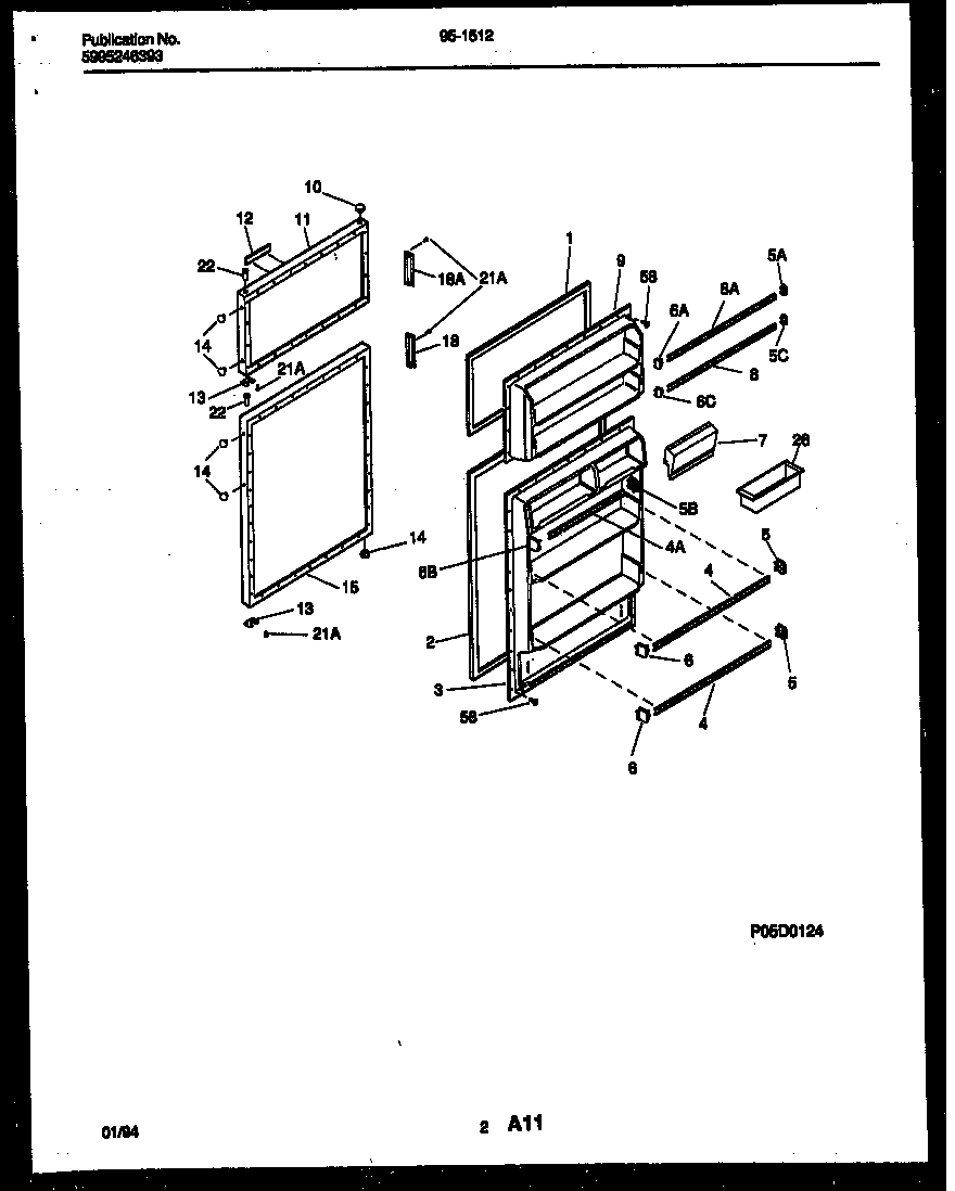 Tappan 95-1512-23-01 door parts diagram