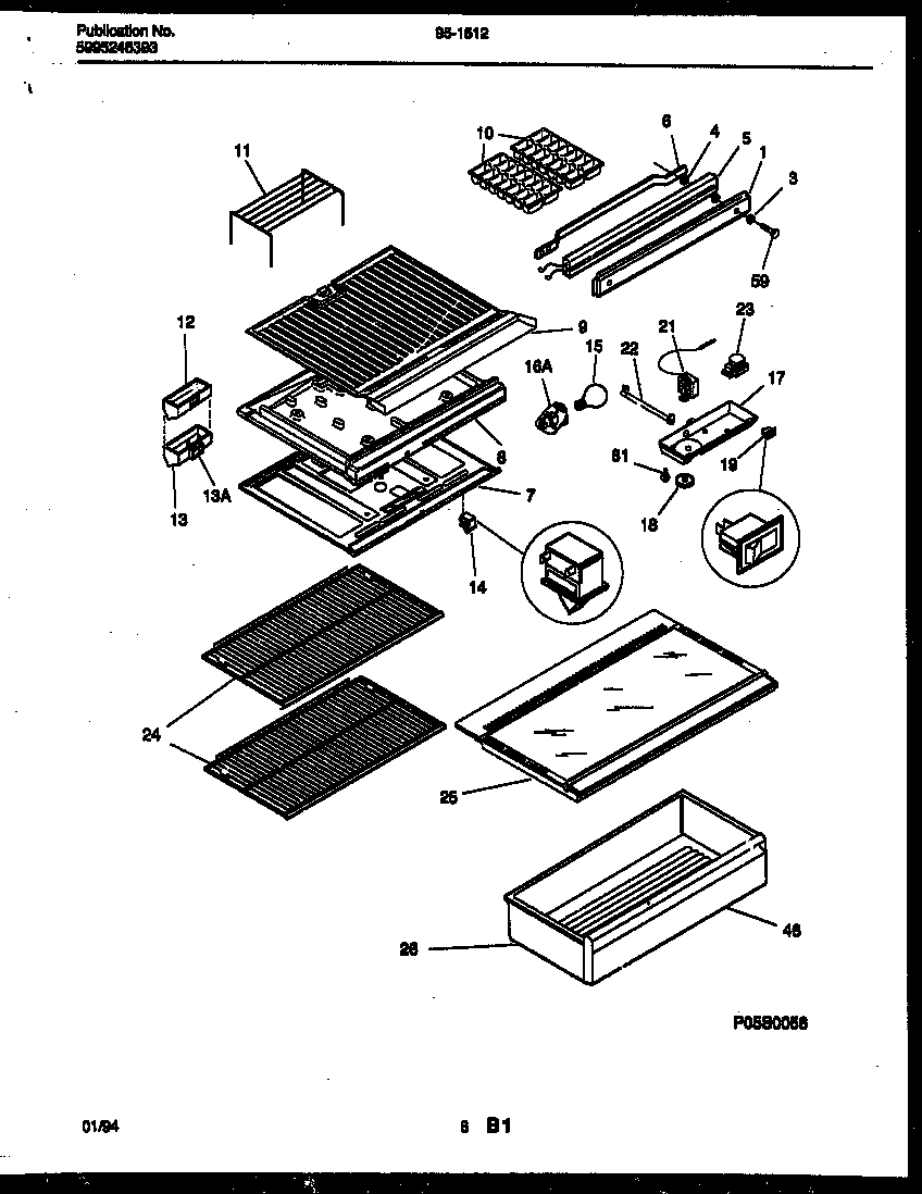 Tappan 95-1512-23-01 shelves and supports diagram