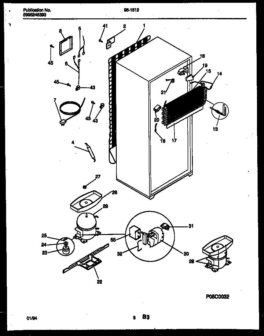 Tappan 95-1512-23-01 system and automatic defrost parts diagram