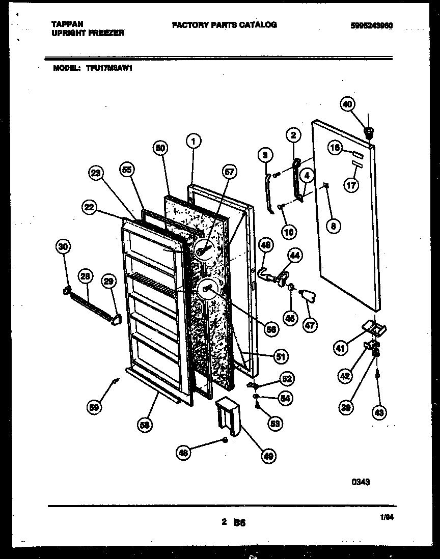 Tappan TFU17M6AW1 door parts diagram