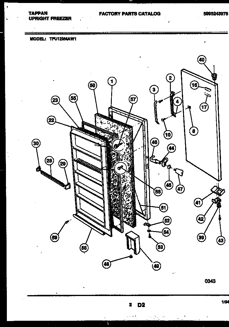 Tappan TFU12M4AW1 door parts diagram
