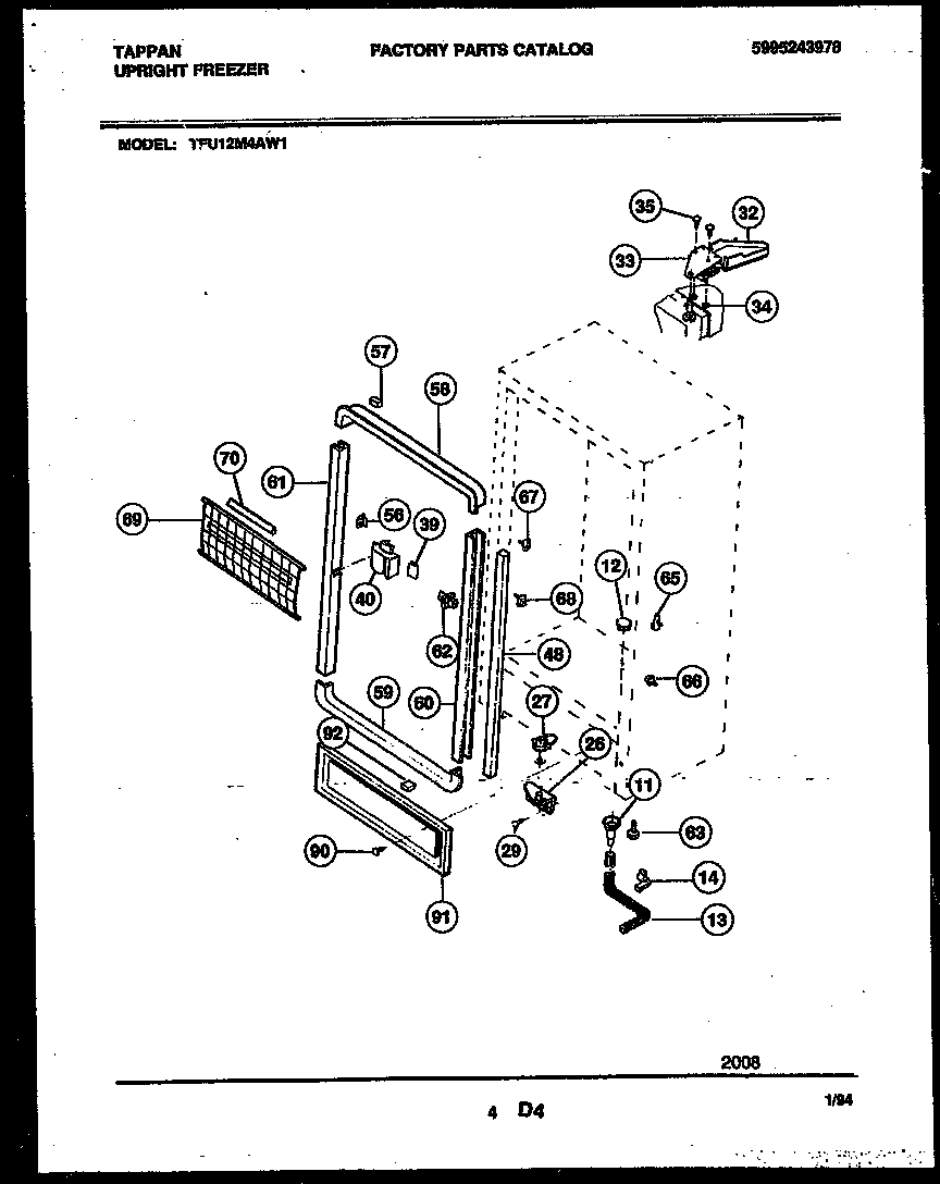 Tappan TFU12M4AW1 cabinet parts diagram