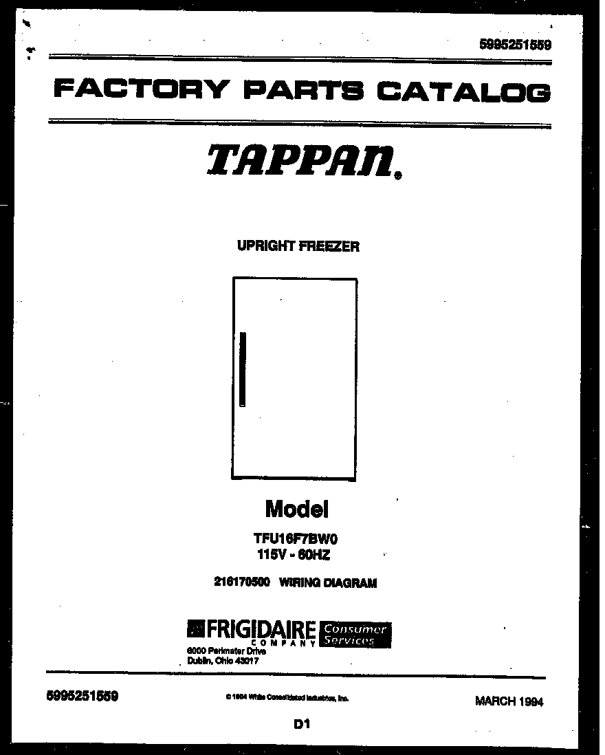 Tappan TFU16F7BW0 null diagram