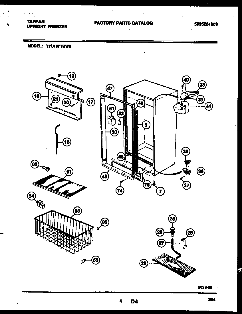 Tappan TFU16F7BW0 cabinet parts diagram