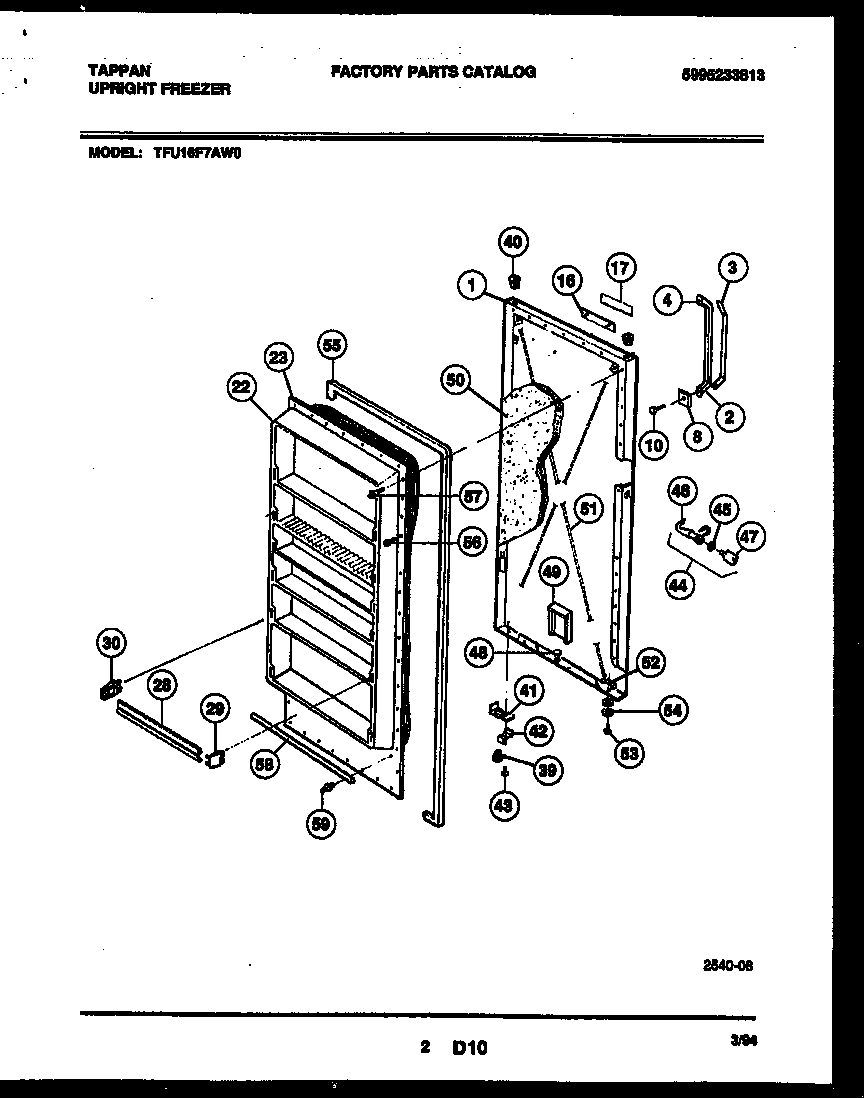 Tappan TFU16F7AW0 door parts diagram