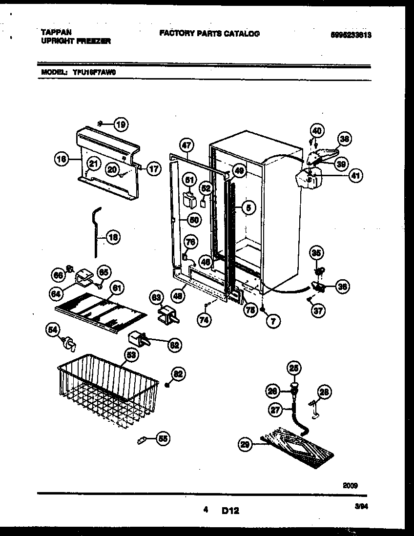 Tappan TFU16F7AW0 cabinet parts diagram