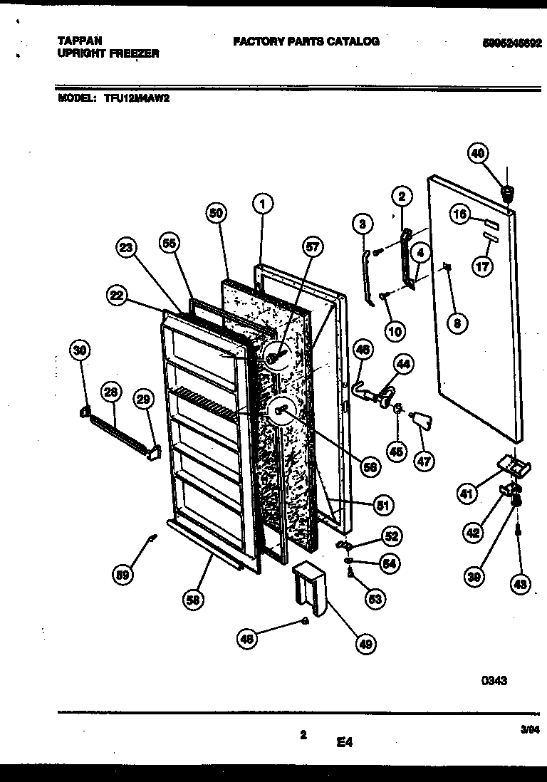 Tappan TFU12M4AW2 door parts diagram