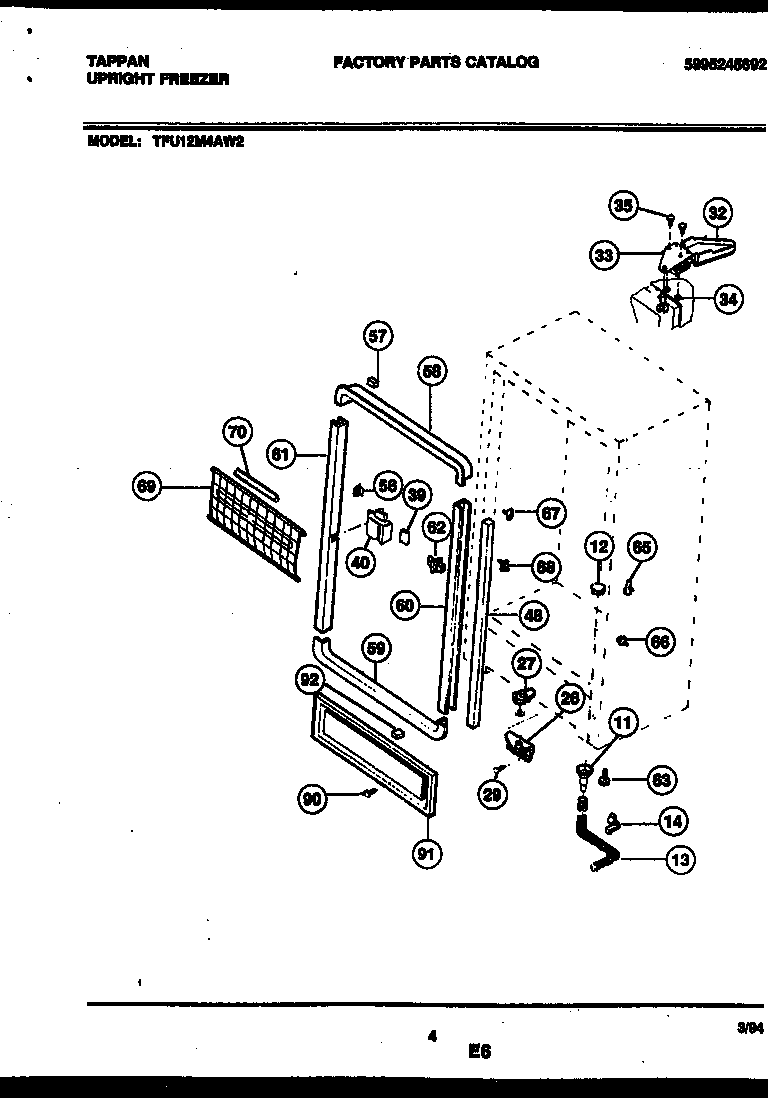 Tappan TFU12M4AW2 cabinet parts diagram